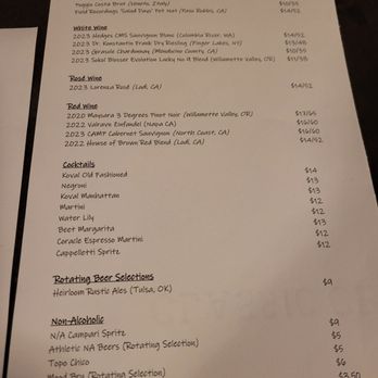 Cow & Cabbage - Cocktail menu - New American Near Me - Tulsa, Oklahoma