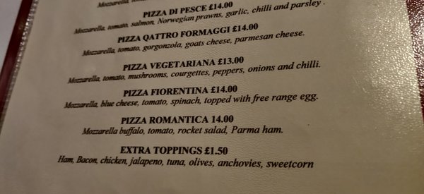 Menu photo 2 Romantica Italian Restaurant Sutton Coldfield, XWM Menu photo 2 Romantica Italian Restaurant Sutton Coldfield, XWM