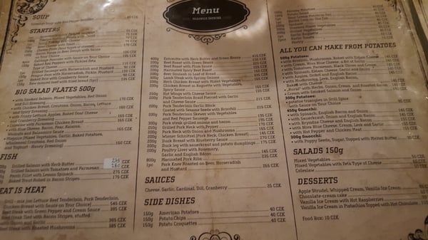 Menu photo 6 Mlejnice Žatecká Prague, PR Menu photo 6 Mlejnice Žatecká Prague, PR