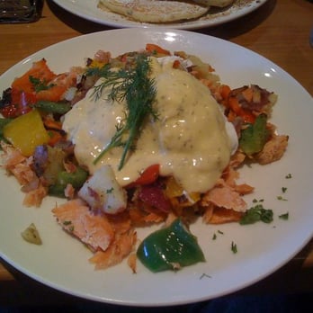 Plums Cafe - Salmon Hash - Breakfast & Brunch Near Me - Costa Mesa, California