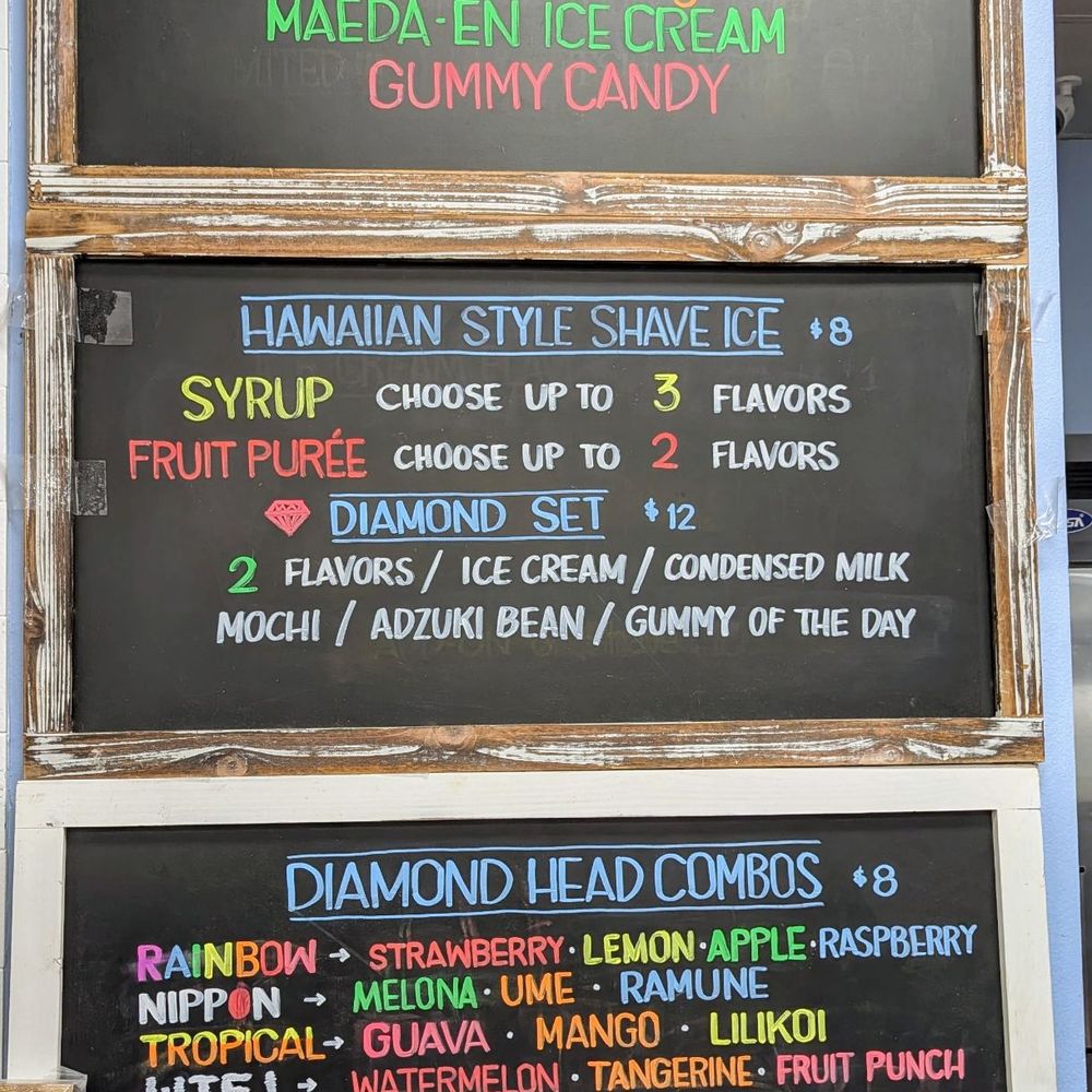 Diamond Head General Store - 2025 December - shaved ice menu - Hawaiian Near Me - San Bruno, California Diamond Head General Store - 2025 December - shaved ice menu - Hawaiian Near Me - San Bruno, California