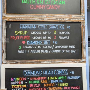 Diamond Head General Store - 2025 December - shaved ice menu - Hawaiian Near Me - San Bruno, California