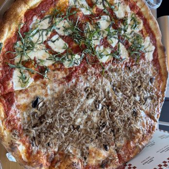 Bibo's NY Pizza - Half Margherita, half mushroom, extra cheese and double sausage - Pizza Near Me - San Jose, California Bibo's NY Pizza - Half Margherita, half mushroom, extra cheese and double sausage - Pizza Near Me - San Jose, California