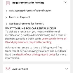 Avis - Avis policy from website