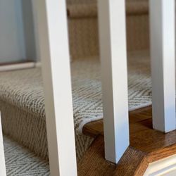 Friends & Family Flooring - Designer carpet stair runner with custom binding