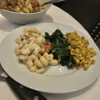 Steak 48 - Macaroni and cheese with lobster and crab, sweet corn, and sautéed spinach - Steakhouses Near Me - Beverly Hills, California