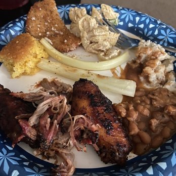 Dinosaur Bar-B-Que - Took our food to-go: sampling of the pick 3 and sides! Also cornbread - Barbeque Near Me - Syracuse, New York Dinosaur Bar-B-Que - Took our food to-go: sampling of the pick 3 and sides! Also cornbread - Barbeque Near Me - Syracuse, New York
