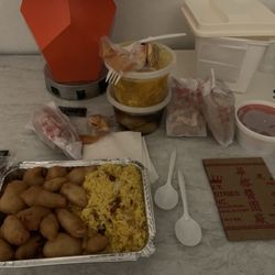 New China Soho - Sweet & Sour Chicken Combo, Egg drop soup, Wonton soup.