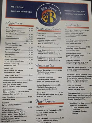 Menu photo 1 Blue Lagoon Maryland Reisterstown, MD Menu photo 1 Blue Lagoon Maryland Reisterstown, MD
