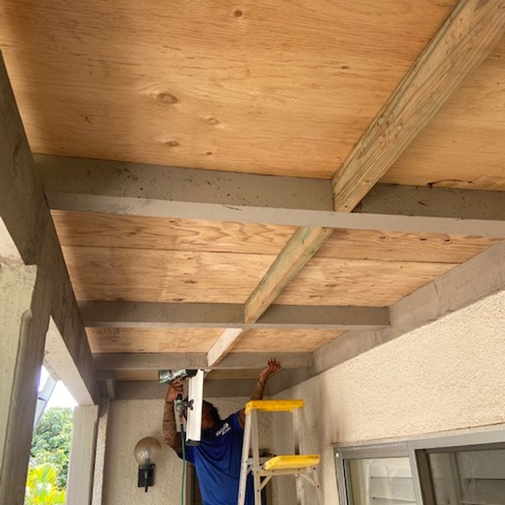RSC Roofing - Rocky added more 2x4's to the rafters to support the plywood sheeting under roof. This makes it safer for us to stand on roof if necessary. - Roofing Near Me - Kapolei, Hawaii RSC Roofing - Rocky added more 2x4's to the rafters to support the plywood sheeting under roof. This makes it safer for us to stand on roof if necessary. - Roofing Near Me - Kapolei, Hawaii