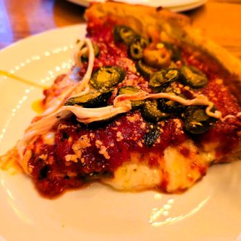 Giordano's - A slice of Pepperoni with Jalapeños and extra sauce - Pizza Near Me - Indianapolis, Indiana Giordano's - A slice of Pepperoni with Jalapeños and extra sauce - Pizza Near Me - Indianapolis, Indiana