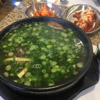 Han Yang - Kalbi tang (inside: 3 pieces of kalbi, noodles, fried egg pieces, 1 dried date, 1 garlic, lots of green onions) - Korean Near Me - Buena Park, California Han Yang - Kalbi tang (inside: 3 pieces of kalbi, noodles, fried egg pieces, 1 dried date, 1 garlic, lots of green onions) - Korean Near Me - Buena Park, California