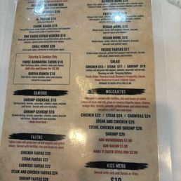 Menu and my sample salsa and chips