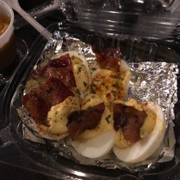 Candy Bacon Deviled Eggs