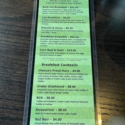 Breakfast Fr/SatSun as of May 2023 They typically also offer pancakes, french toast, and a breakfast burrito which are not on the menu.