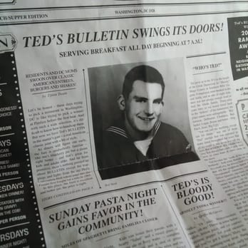 Ted's Bulletin 14th - Front of the menu is an old timey bulletin! - Breakfast & Brunch Near Me - Washington, DC, District of Columbia