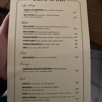 Canard - Wine by glass menu - Wine Bars Near Me - Portland, Oregon