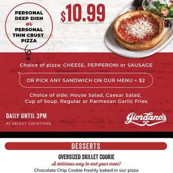 Giordano's - Lunch Special Desserts - Pizza Near Me - Oakbrook Terrace, Illinois