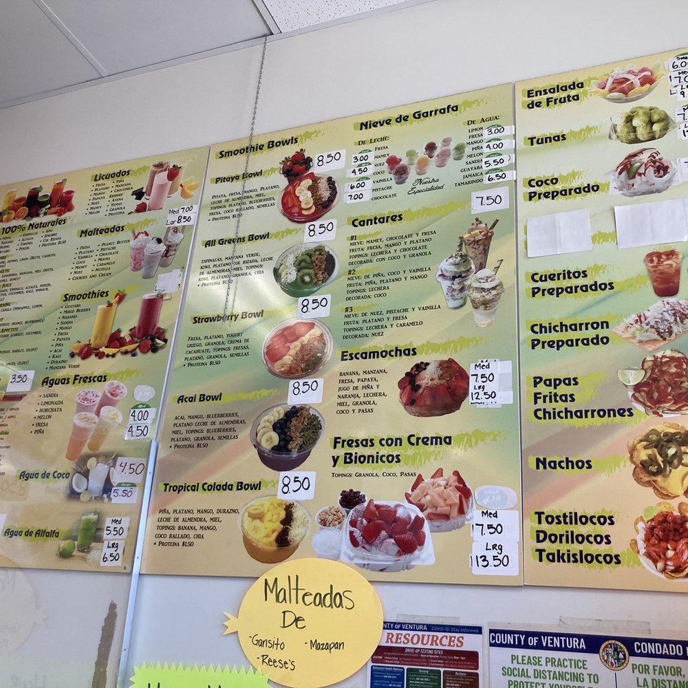 Rico Tejuino Los Reyes - Left side of the menu - Juice Bars & Smoothies Near Me - Oxnard, California Rico Tejuino Los Reyes - Left side of the menu - Juice Bars & Smoothies Near Me - Oxnard, California