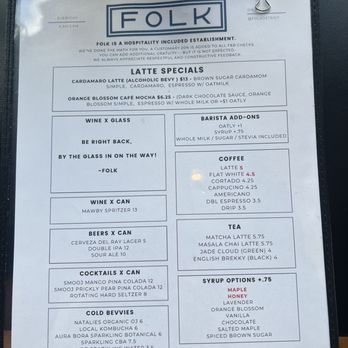 Folk - Menu - Cafes Near Me - Detroit, Michigan