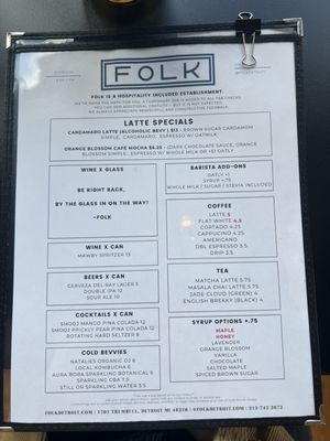 Menu photo 7 Folk Detroit, MI