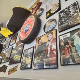 A wall inside the Original Mel's Diner, ordained with images and items of a beloved era. A wall inside the Original Mel's Diner, ordained with images and items of a beloved era.