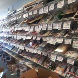 The racks of cards available at B and B Sports Cards.