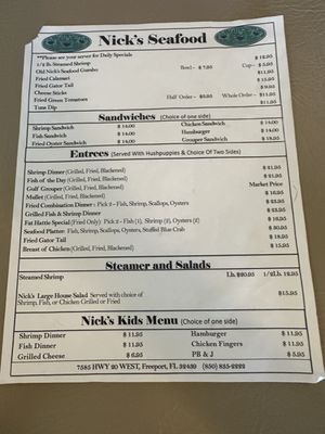 Menu photo 2 Nick's Seafood Freeport, FL Menu photo 2 Nick's Seafood Freeport, FL