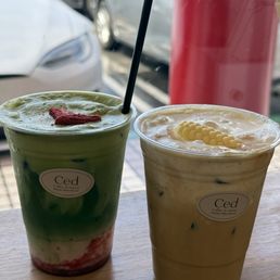 Strawberry Matcha & Corn Latte