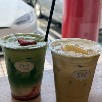 Ced Coffee & Donut - Strawberry Matcha & Corn Latte - Coffee & Tea Near Me - Westminster, California