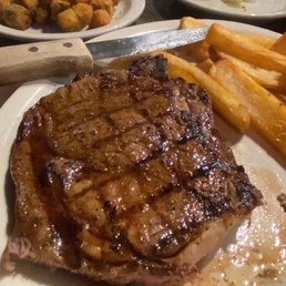 The 16 Oz ribeye and fried okra go perfect with steak fries.