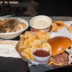 Hop Lot Brewing - Brisket bowl, brisket sandwich and whitefish dip