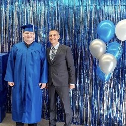 Oakdale Charter School - Seth Simmons with principal Tim Parola graduation 2021