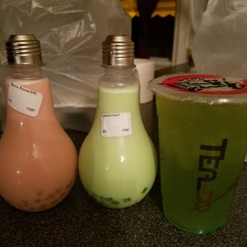 Tea Do - From left: Rose Milk Tea, Leprechaun, Hulk - Coffee & Tea Near Me - Philadelphia, Pennsylvania