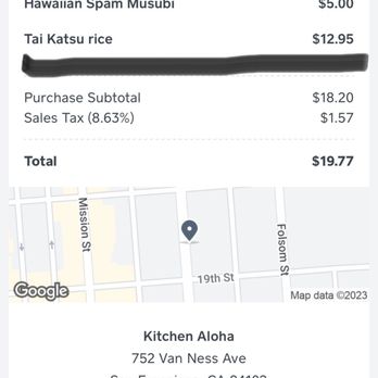 Kitchen Aloha - Receipt- was overcharged - Poke Near Me - San Francisco, California