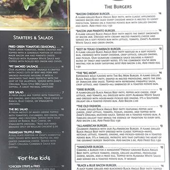 Zane’s original - New menu 1/23/24 - Burgers Near Me - Seabrook, Texas