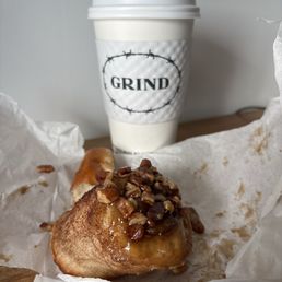 Pecan bun & banana bread oat milk latte Pecan bun & banana bread oat milk latte