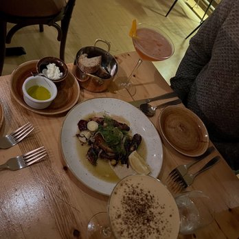 Via Emilia - Octopus, espresso martini. Complimentary ricotta and oil for bread - Italian Near Me - Mystic, Connecticut Via Emilia - Octopus, espresso martini. Complimentary ricotta and oil for bread - Italian Near Me - Mystic, Connecticut