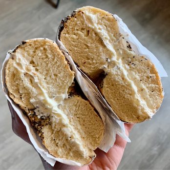 Black Seed Bagels - Everything Bagel w/Cream Cheese ($4.95)- 3/5 stars - Breakfast & Brunch Near Me - New York, New York Black Seed Bagels - Everything Bagel w/Cream Cheese ($4.95)- 3/5 stars - Breakfast & Brunch Near Me - New York, New York
