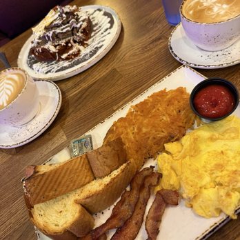 Madres Brunch - Red Chiliquiles, Two Egg Breakfast, sugar-free vanilla latte - Coffee & Tea Near Me - Rancho Cucamonga, California