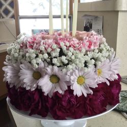 Birthday cake made of flowers instead of flour. Perfect treat with no calories.