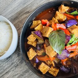 Thai At Main Street - Spicy Eggplant w/ a side of rice