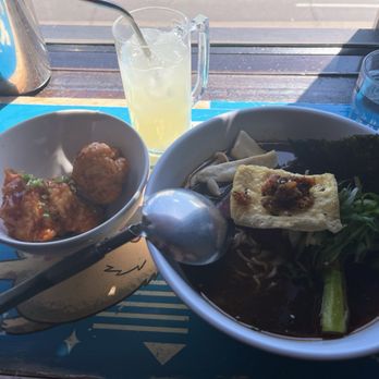 Toki Underground - Mushroom Shoyu Ramen ($18), fried cauliflower add on, and yuzu lemonade - Ramen Near Me - Washington, DC, District of Columbia Toki Underground - Mushroom Shoyu Ramen ($18), fried cauliflower add on, and yuzu lemonade - Ramen Near Me - Washington, DC, District of Columbia