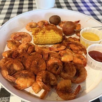 Flying Fish Coppell, TX at Cypress Waters - 1lb shrimp boil with corn and potatoes. Delicious! - Seafood Near Me - Coppell, Texas