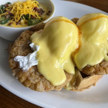 Untoasted - Chicken And Waffle Benedict Side Mac And Cheese - Breakfast & Brunch Near Me - Hallandale Beach, Florida