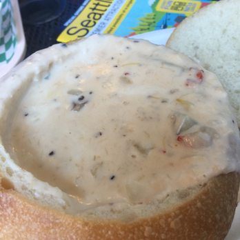 Pike Place Chowder - Lobster and Corn Sour Dough bread bowl - Seafood Near Me - Seattle, Washington