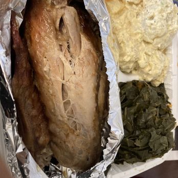 Mama's Southern Style BBQ - Turkey Wing Dinner 2pc dry and tasteless, chunky Potato salad ea. overly vinegar'd Collard Greens ea. - Barbeque Near Me - Vauxhall, New Jersey Mama's Southern Style BBQ - Turkey Wing Dinner 2pc dry and tasteless, chunky Potato salad ea. overly vinegar'd Collard Greens ea. - Barbeque Near Me - Vauxhall, New Jersey