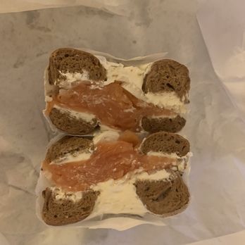 Tal Bagels - Pumpernickel with lox onions and shmeer - Bagels Near Me - New York, New York Tal Bagels - Pumpernickel with lox onions and shmeer - Bagels Near Me - New York, New York