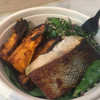 Dig Inn - Salmon sweet potato mint greens and tabouleh - New American Near Me - New York, New York Dig Inn - Salmon sweet potato mint greens and tabouleh - New American Near Me - New York, New York