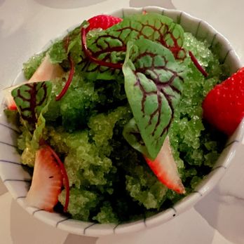 Kingfisher - Ginger Cheesecake Parfait, Chino Farms Strawberries, Matcha Streusel, Sorrel Granita - Vietnamese Near Me - San Diego, California